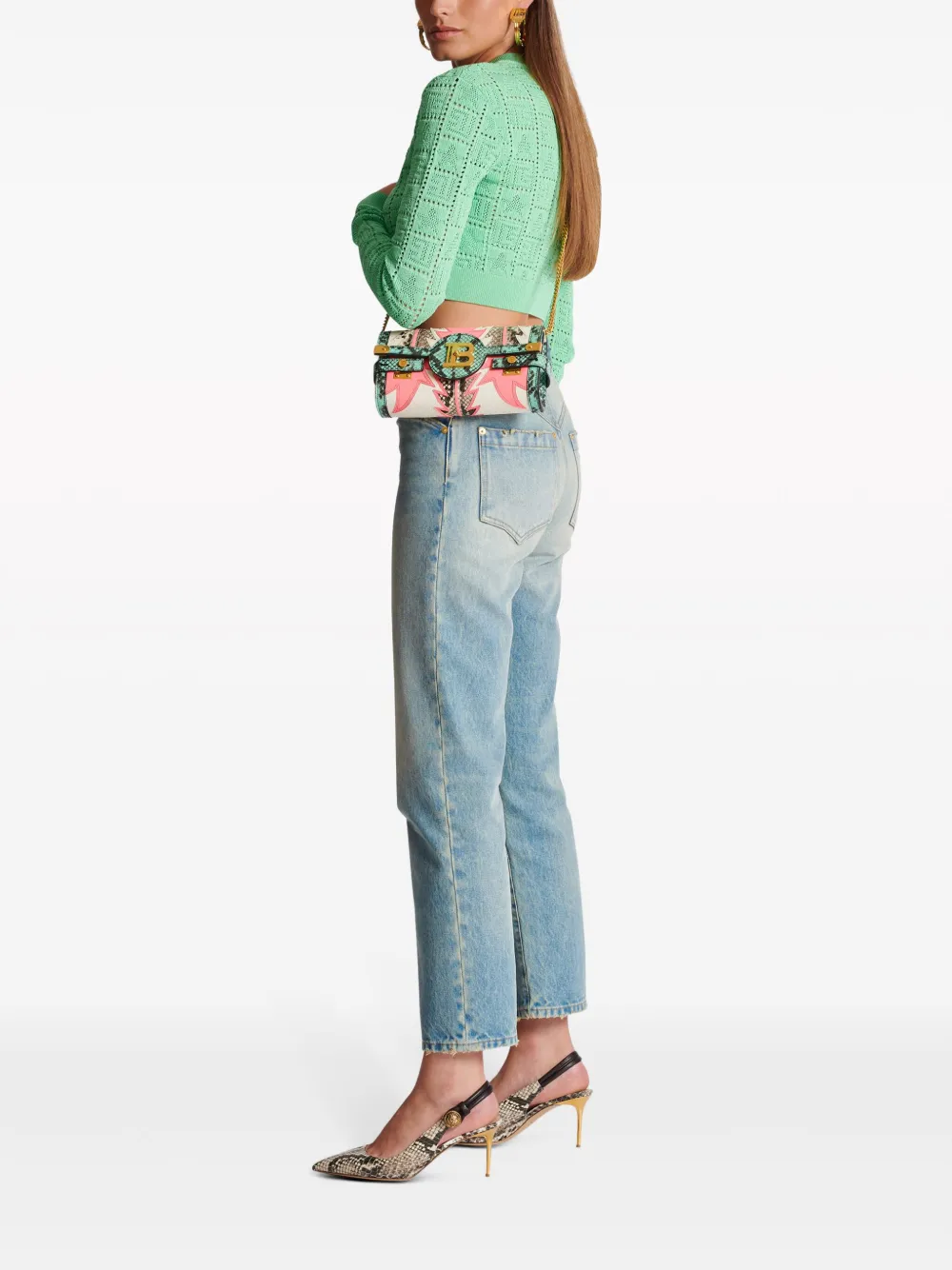 Balmain B-Buzz 23 clutch met patchwork - Roze