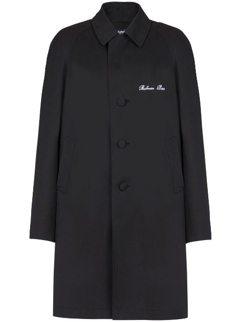 Balmain logo-embroidered single-breasted coat Men