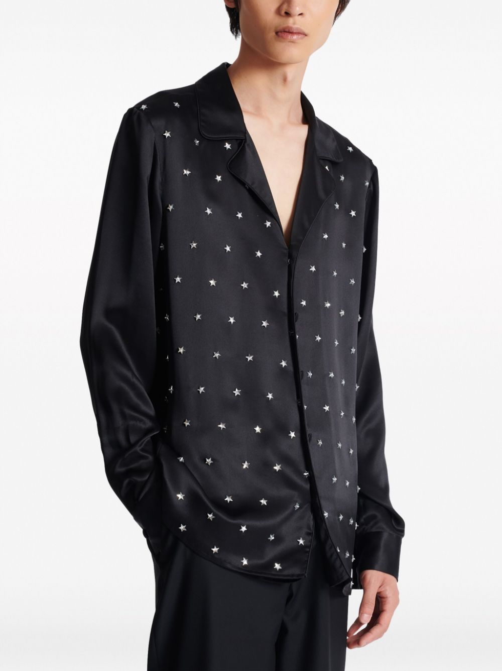 Balmain Stars-embroidered silk shirt Men