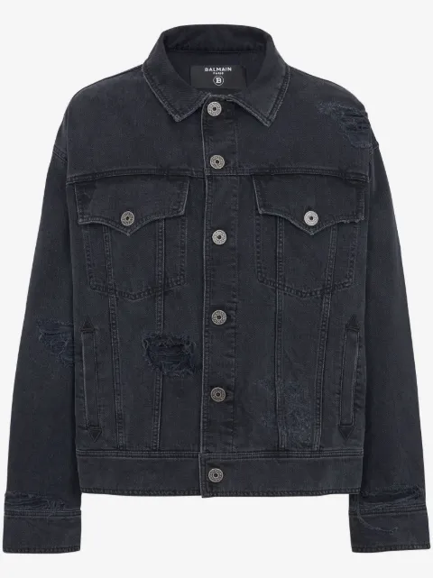 Balmain ripped-detail denim jacket