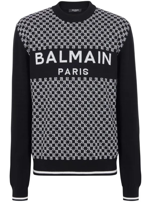 Balmain Logo intarsia knit Jumper Farfetch