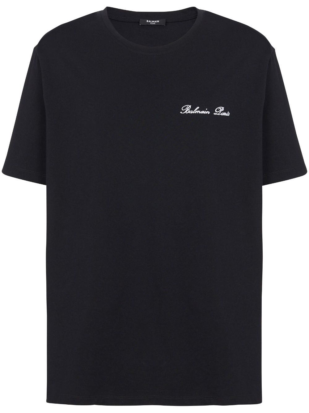 Shop Balmain Logo-embroidered Coton T-shirt In Black