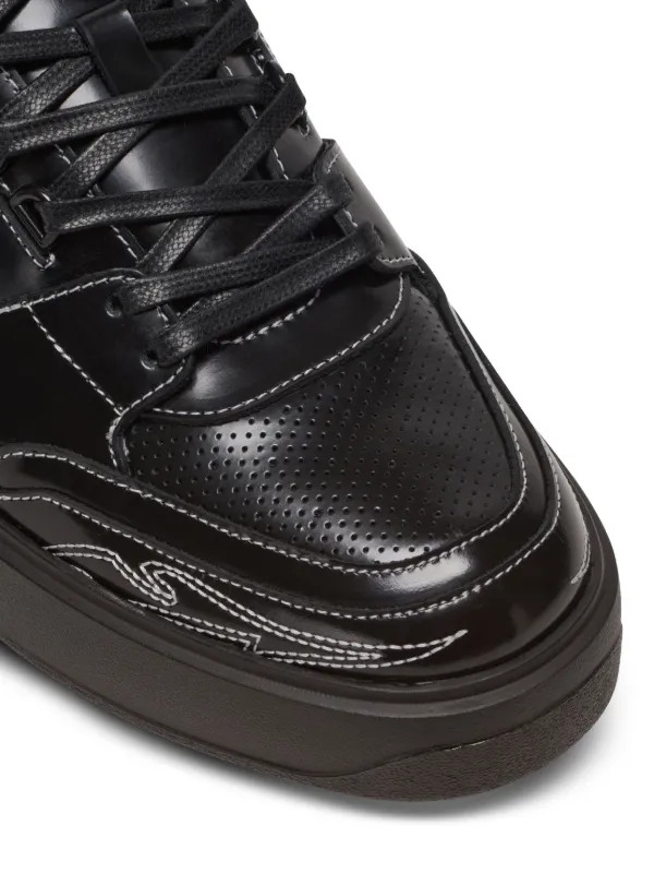 Mens black cheap patent leather sneakers