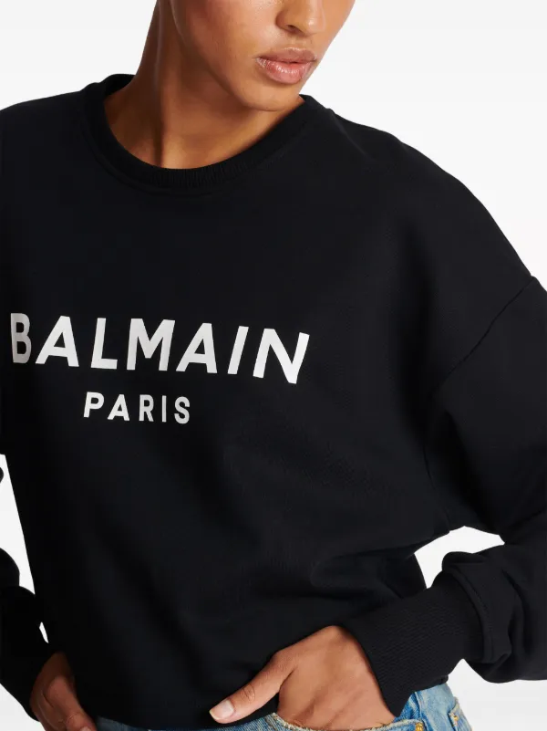 Balmain logo-print Cotton Sweatshirt - Farfetch