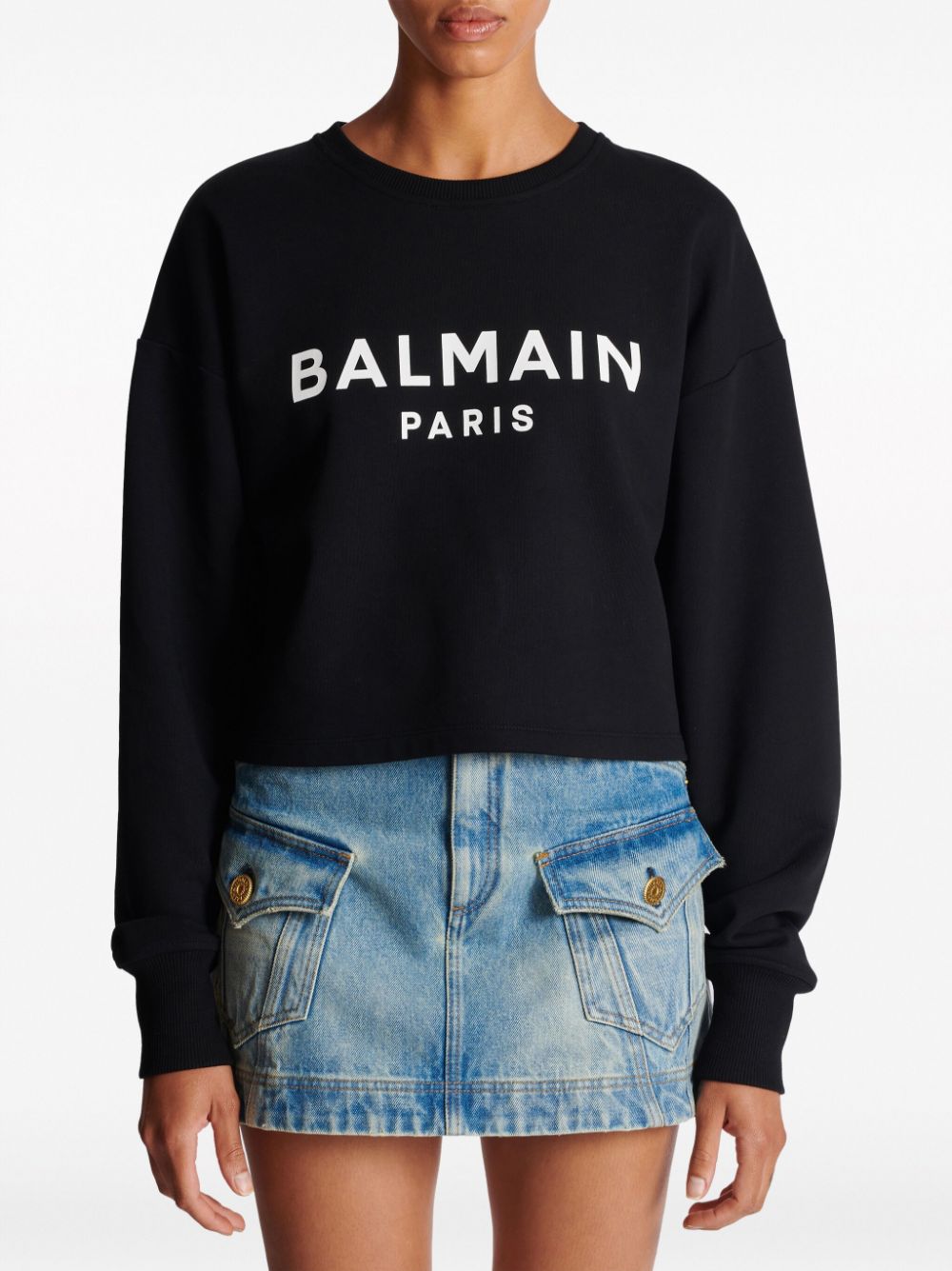 Balmain Katoenen sweater met logoprint Zwart