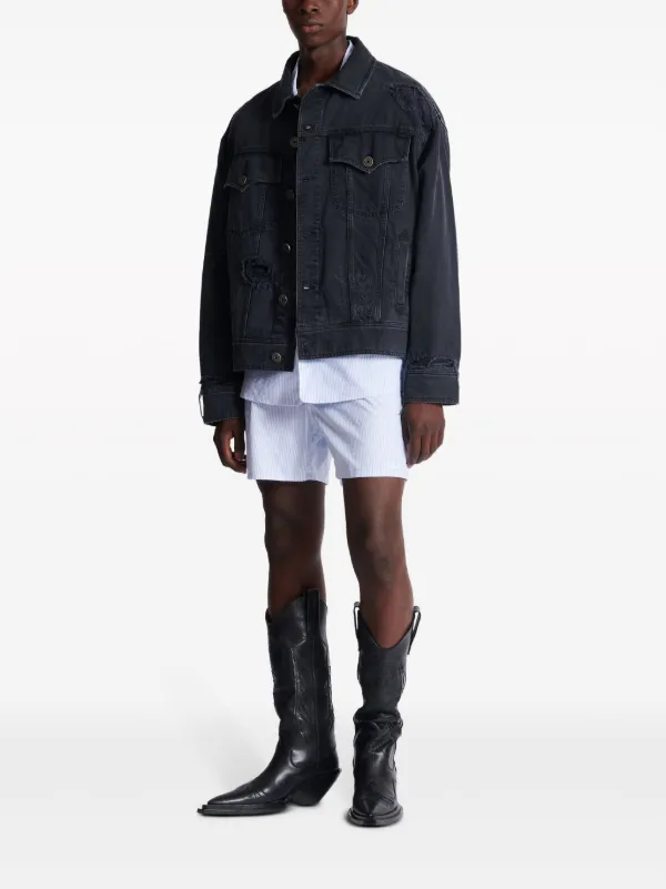 Balmain ロゴ ストライプ ショートパンツ | ブルー | FARFETCH JP