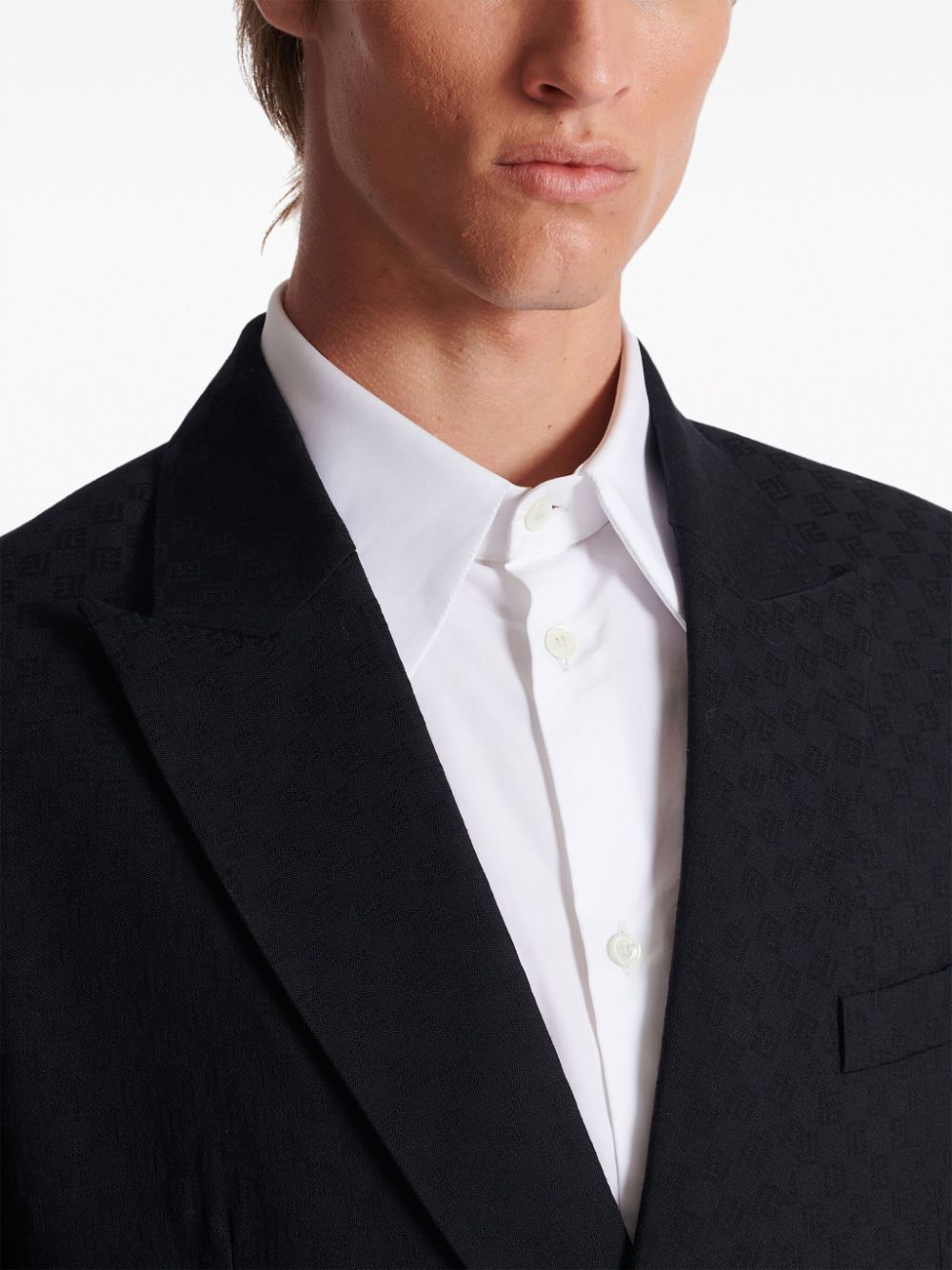 Balmain monogram-jacquard wool blazer Men