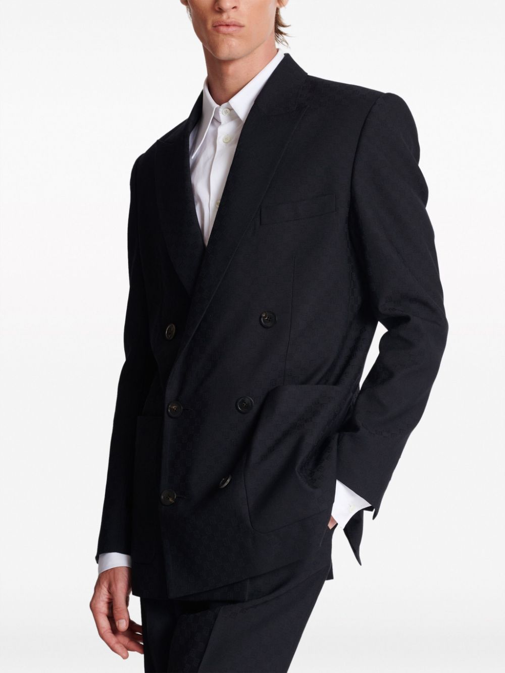 Balmain monogram-jacquard wool blazer Men