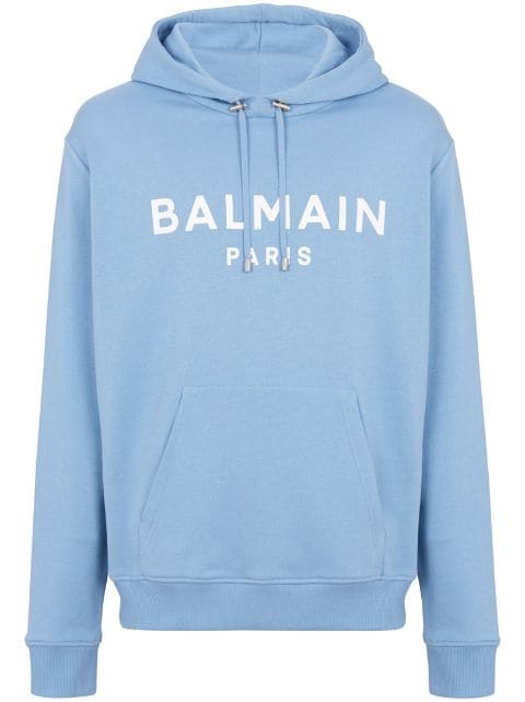Balmain logo-print organic cotton hoodie