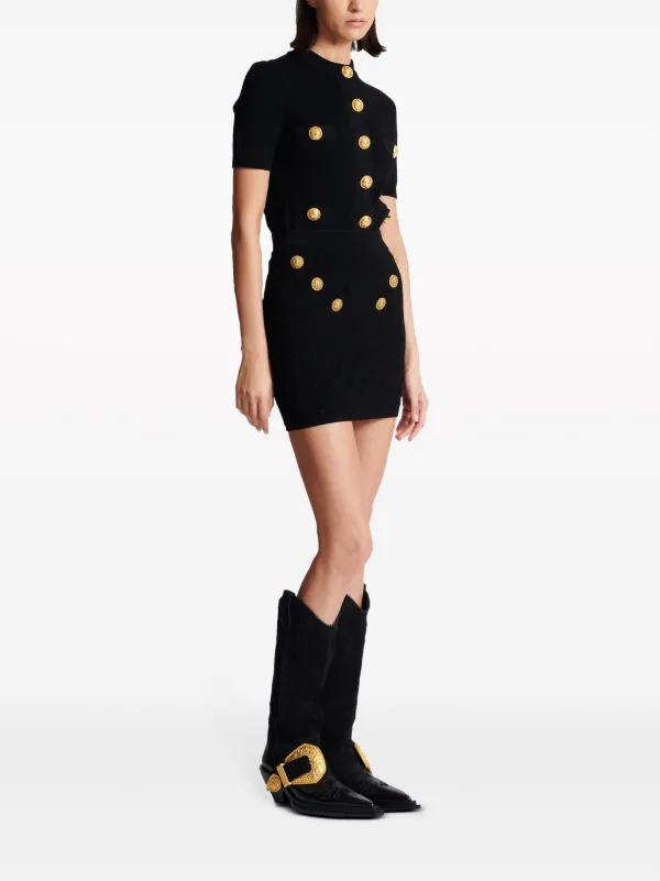 バルマン ボタン付きニットミニスカート ブラック Balmain ボタン ニットミニスカート | ブラック | FARFETCH JP