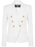 Balmain 6-Button double-breasted denim blazer - White