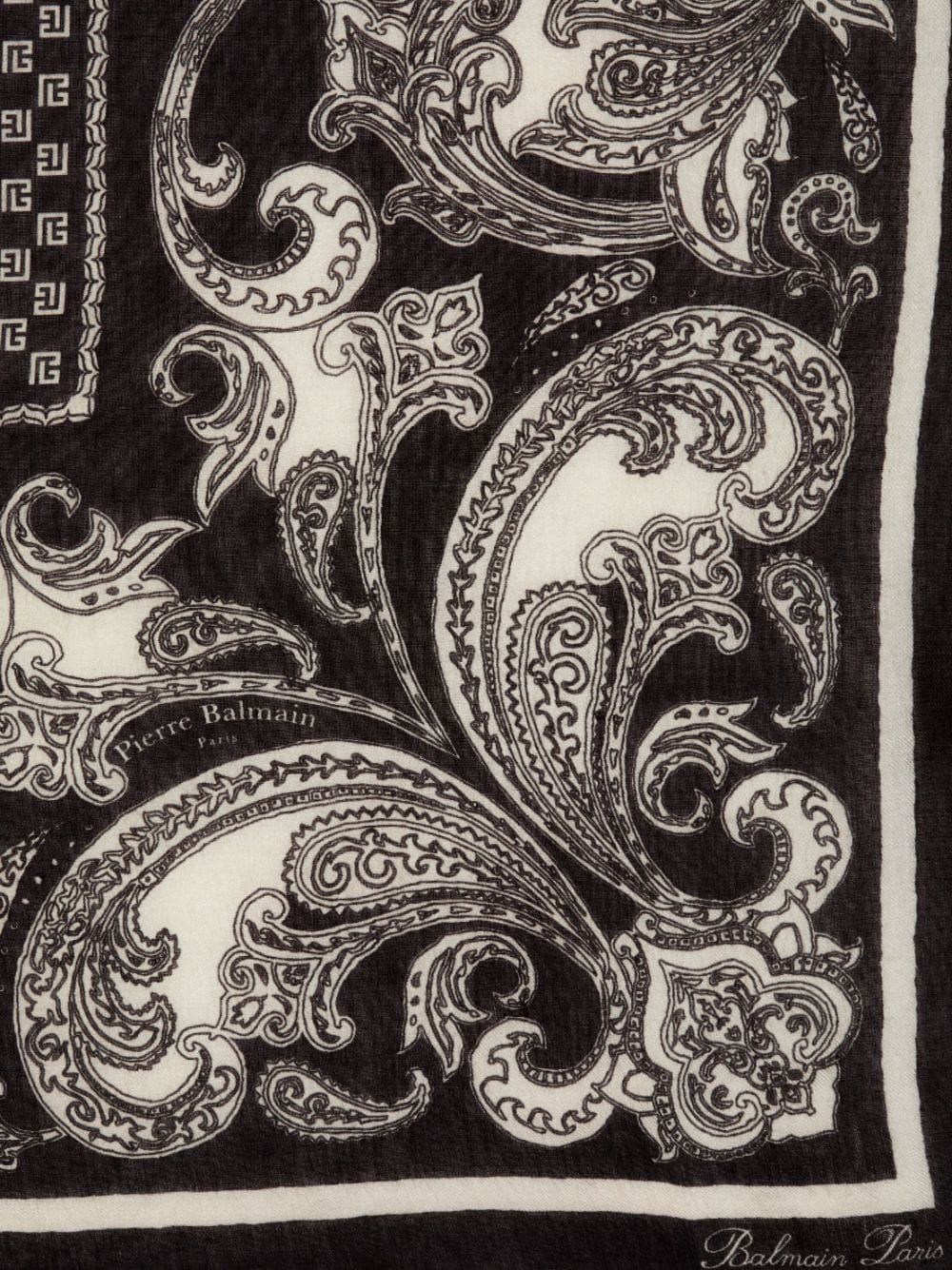 Shop Balmain Paisley-print Frayed-edge Scarf In Black