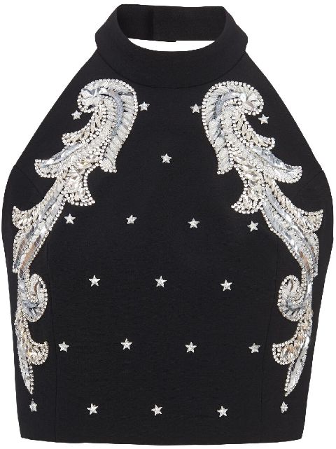 Balmain Baroque embroidered crop top Women