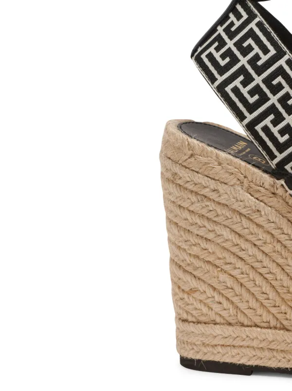 Balmain Alex 75mm Monogram Espadrilles | Black | FARFETCH