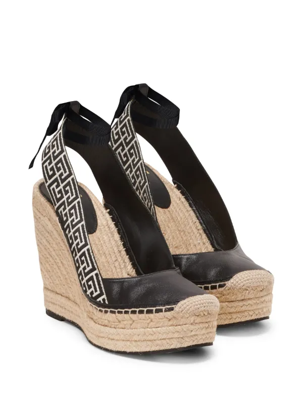 サンダル・ミュール BALMAIN 'Alex' espadrilles Balmain Alex 75mm Monogram Espadrilles | Black | FARFETCH
