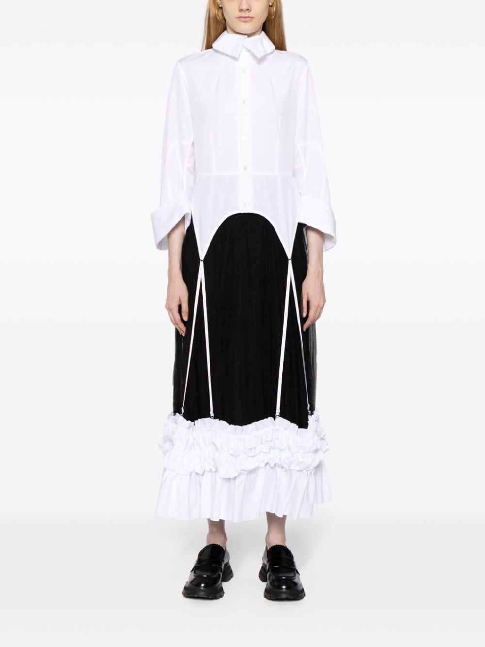 Noir Kei Ninomiya ruffled cotton garter shirt - Wit