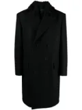 Lanvin double-breasted fur-collar coat - Black