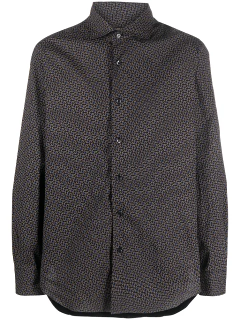 Barba floral-print cotton blend shirt