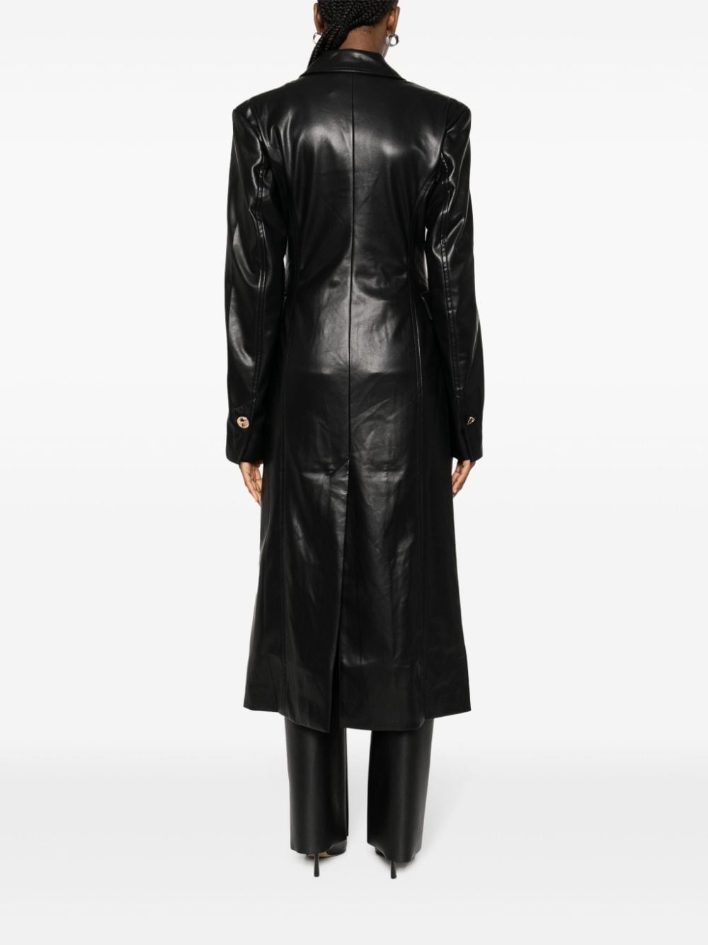 Shop Rotate Birger Christensen Heart-button Double-breasted Coat In Black
