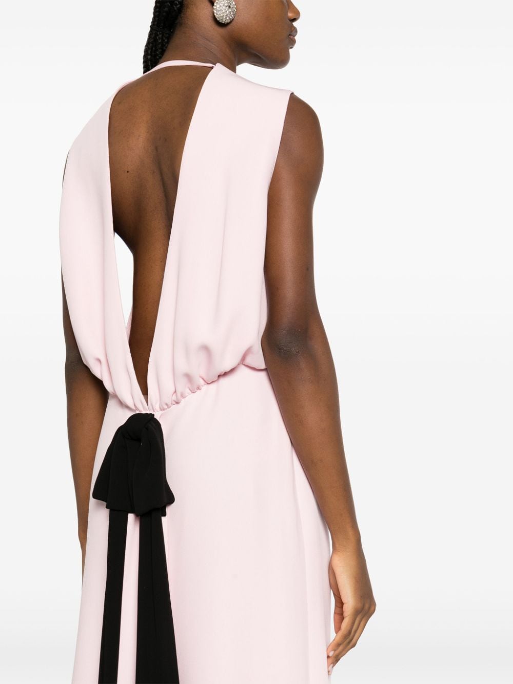 Shop Valentino Bow-embellished Silk Gown In Pink