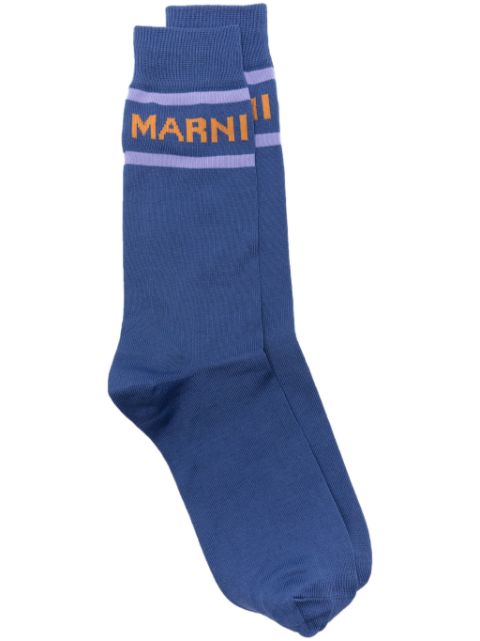 Marni logo-intarsia fine-ribbed socks
