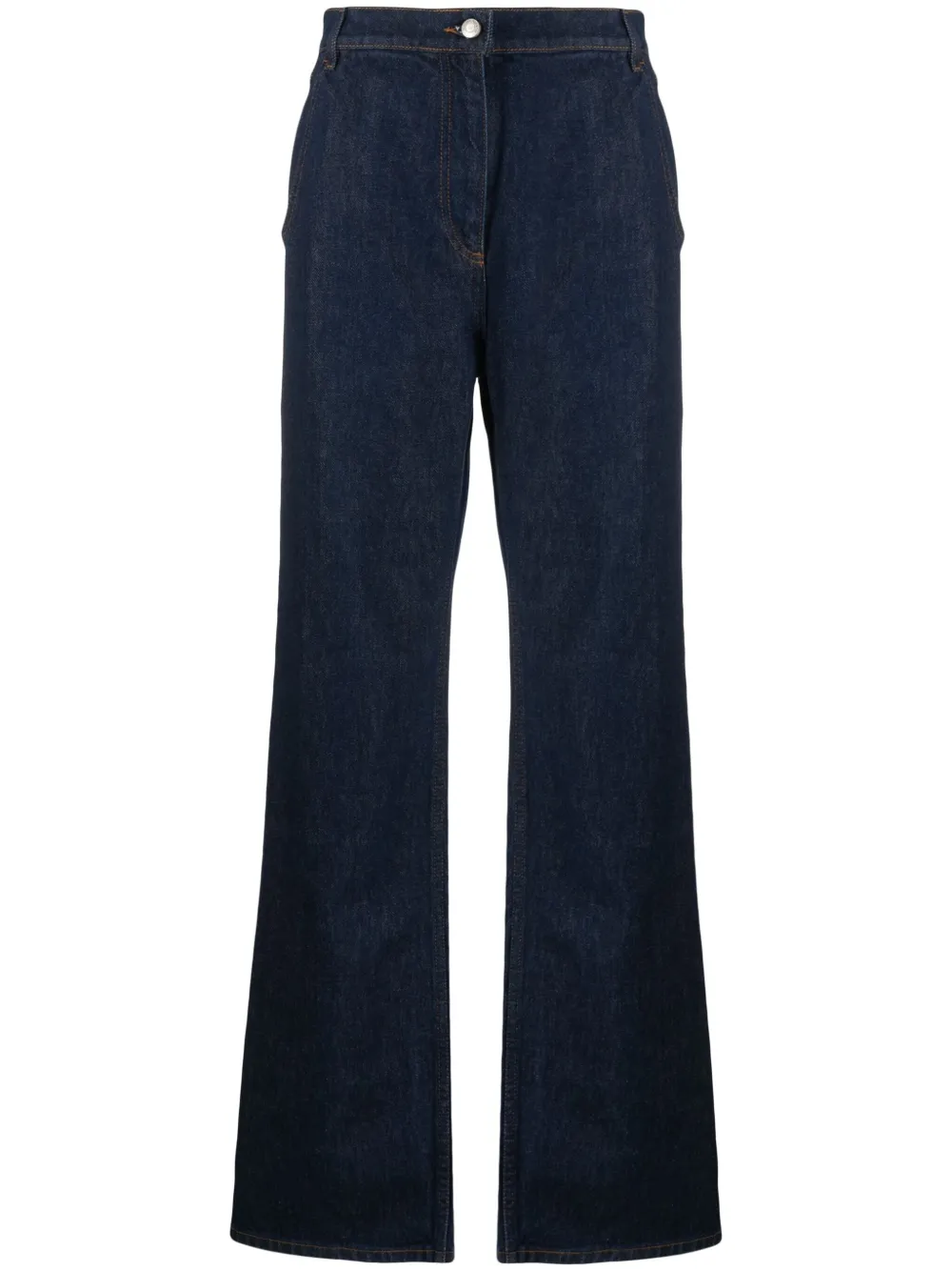 Magda Butrym High Rise Cotton Denim Baggy Jeans In Blue