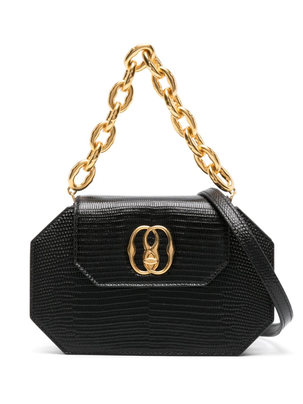 Bally Emblem Octogone Leather Crossbody Bag In Black