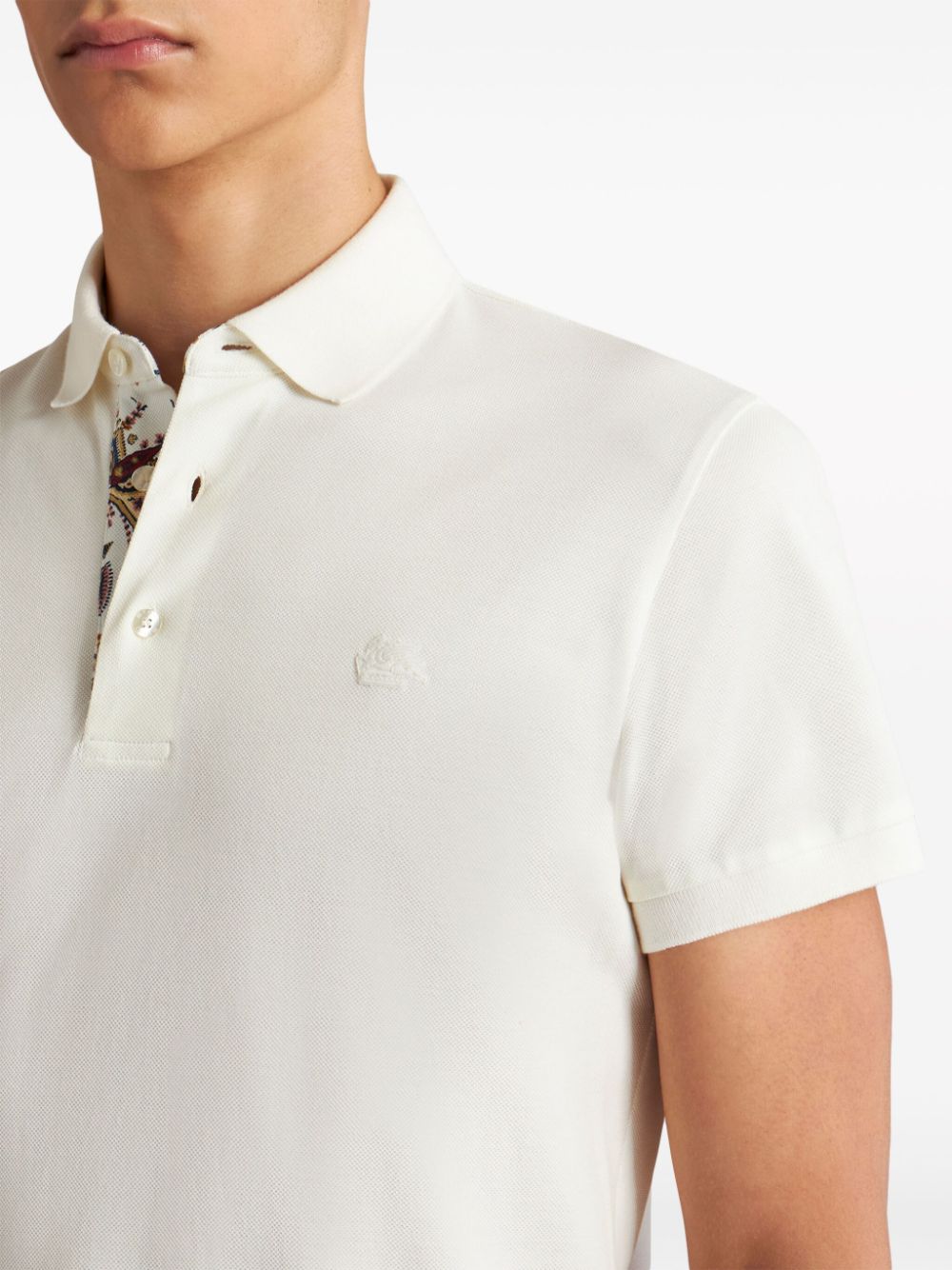 Shop Etro Pegaso-embroidered Cotton Polo Shirt In White