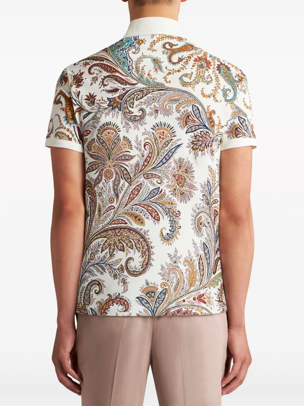 Shop Etro Paisley-print Cotton Polo Shirt In White