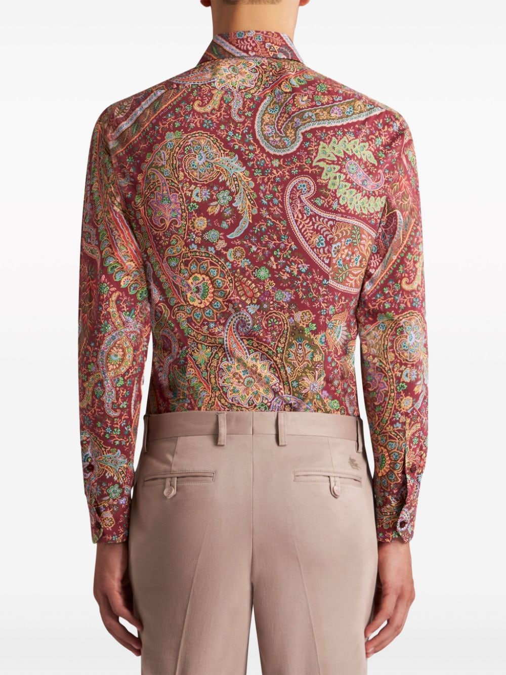 Shop Etro Paisley-print Stretch-cotton Shirt In Red