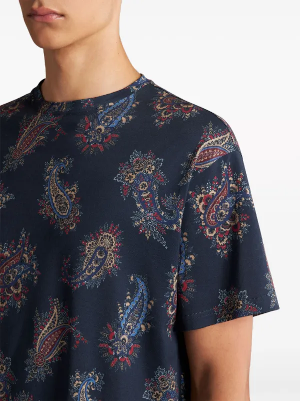 Tシャツ・カットソー ETRO COTTON T-SHIRT WITH PLACED PRINT Printed cotton jersey T-shirt in blue - Etro | Mytheresa