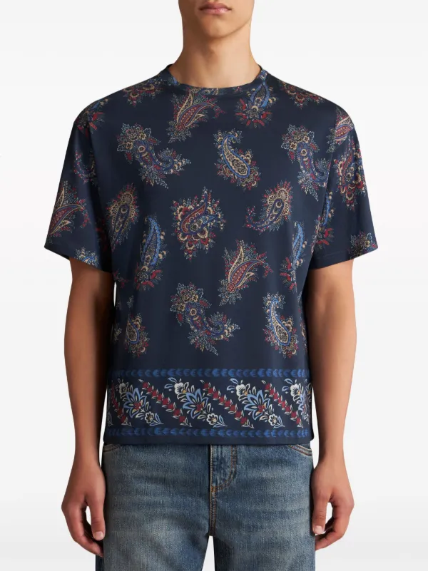 【関税&送料込】Etro Cotton T-Shirt ETRO logo-embroidered Cotton T-shirt | White | FARFETCH