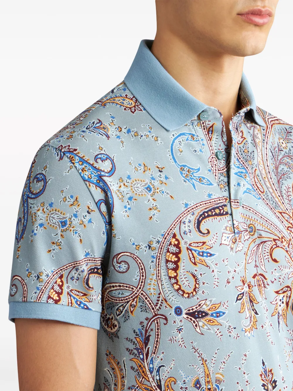 ETRO Poloshirt met paisley-print Blauw