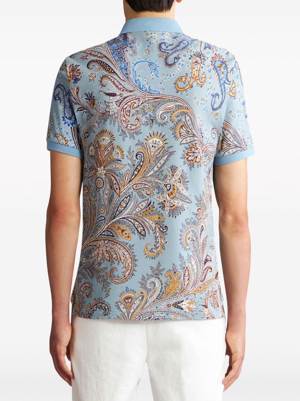 Shop Etro Paisley-print Cotton Polo Shirt In Blue