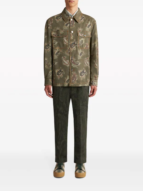 アメージングタイランド・グランドセール ETRO ペイズリー デニムシャツジャケット | グリーン | FARFETCH JP ジャケット・アウター