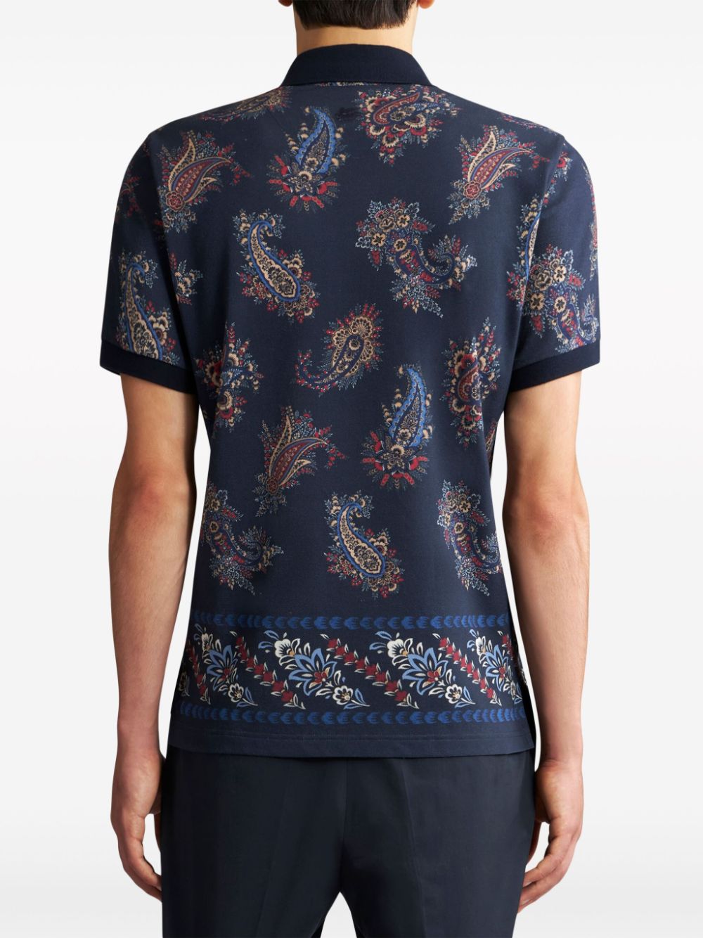 Shop Etro Paisley-print Cotton Polo Shirt In Blue