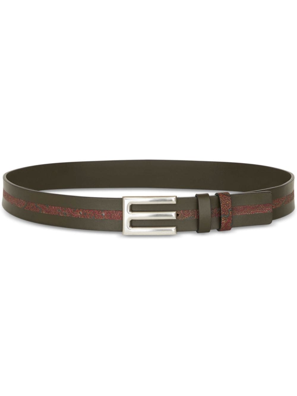 Etro Logo-plaque Leather Belt In Green