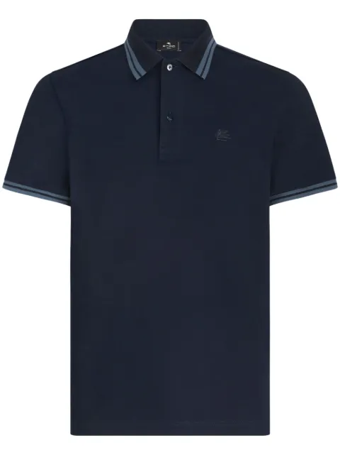 ETRO Pegaso-embroidered striped-trim polo shirt