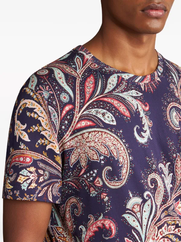イタリア製 ETRO ロゴ 花柄 ペイズリー柄 Tシャツ ETRO ペイズリー Tシャツ | ブルー | FARFETCH JP