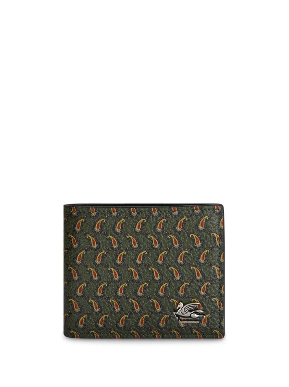 ETRO Pegaso-plaque paisley-print wallet - Verde