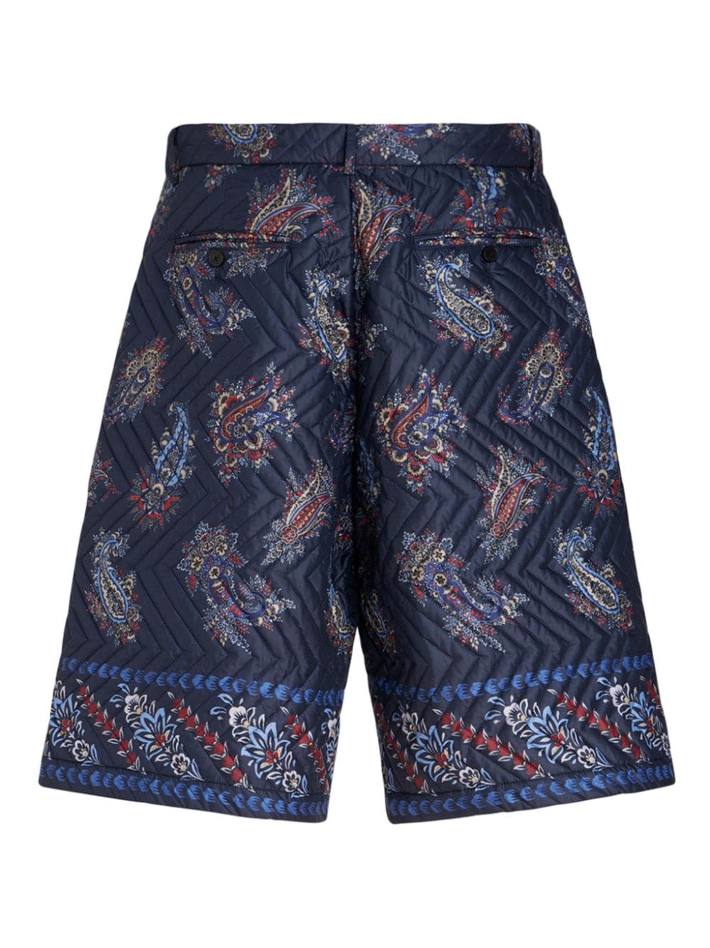 Shop Etro Paisley-print Quilted Bermuda Shorts In Blue