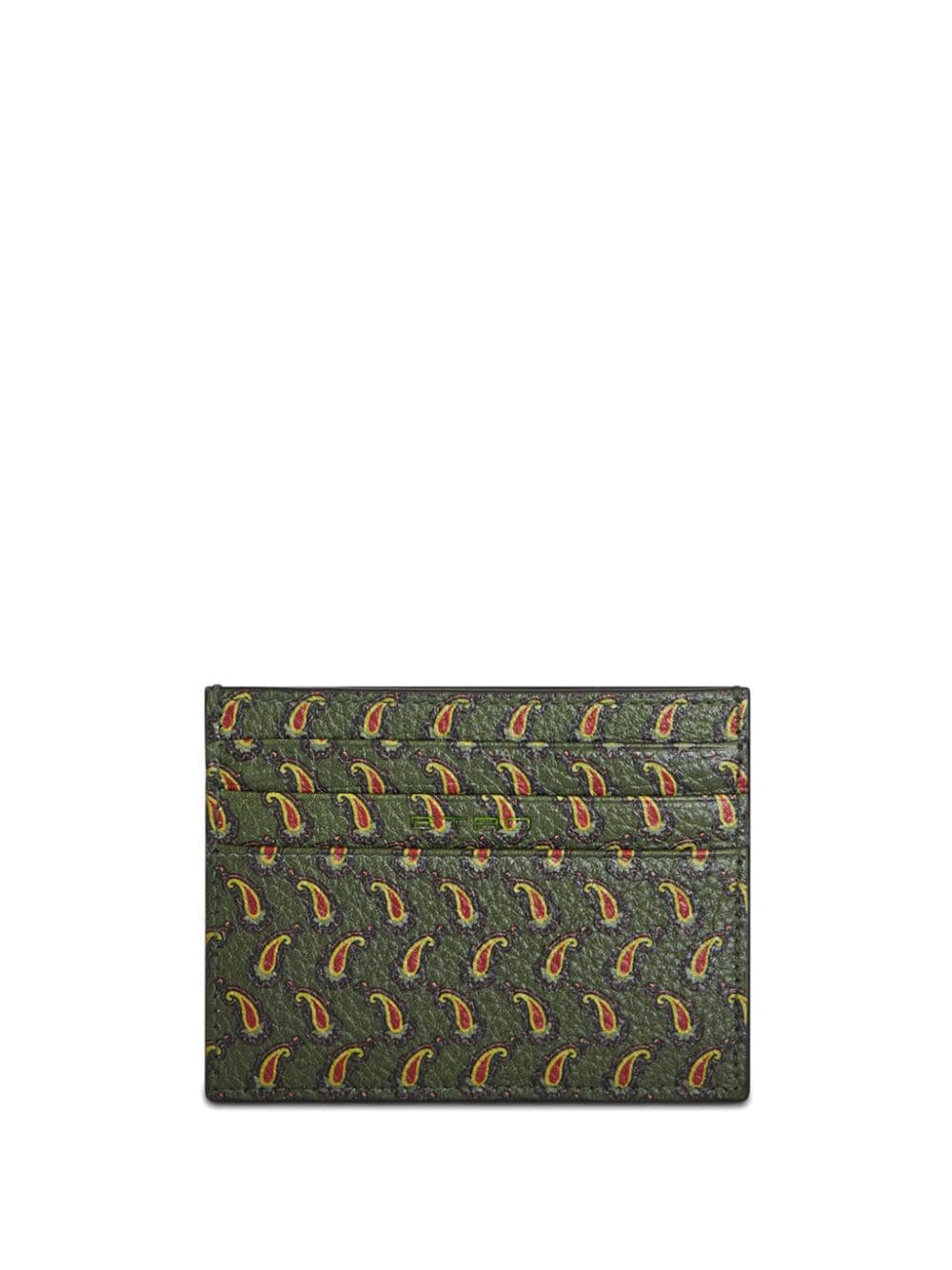 ETRO Pegaso-plaque paisley-print cardholder - Groen