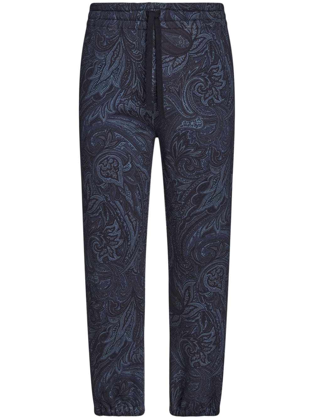 Shop Etro Paisley-print Cotton Track Pants In Blue