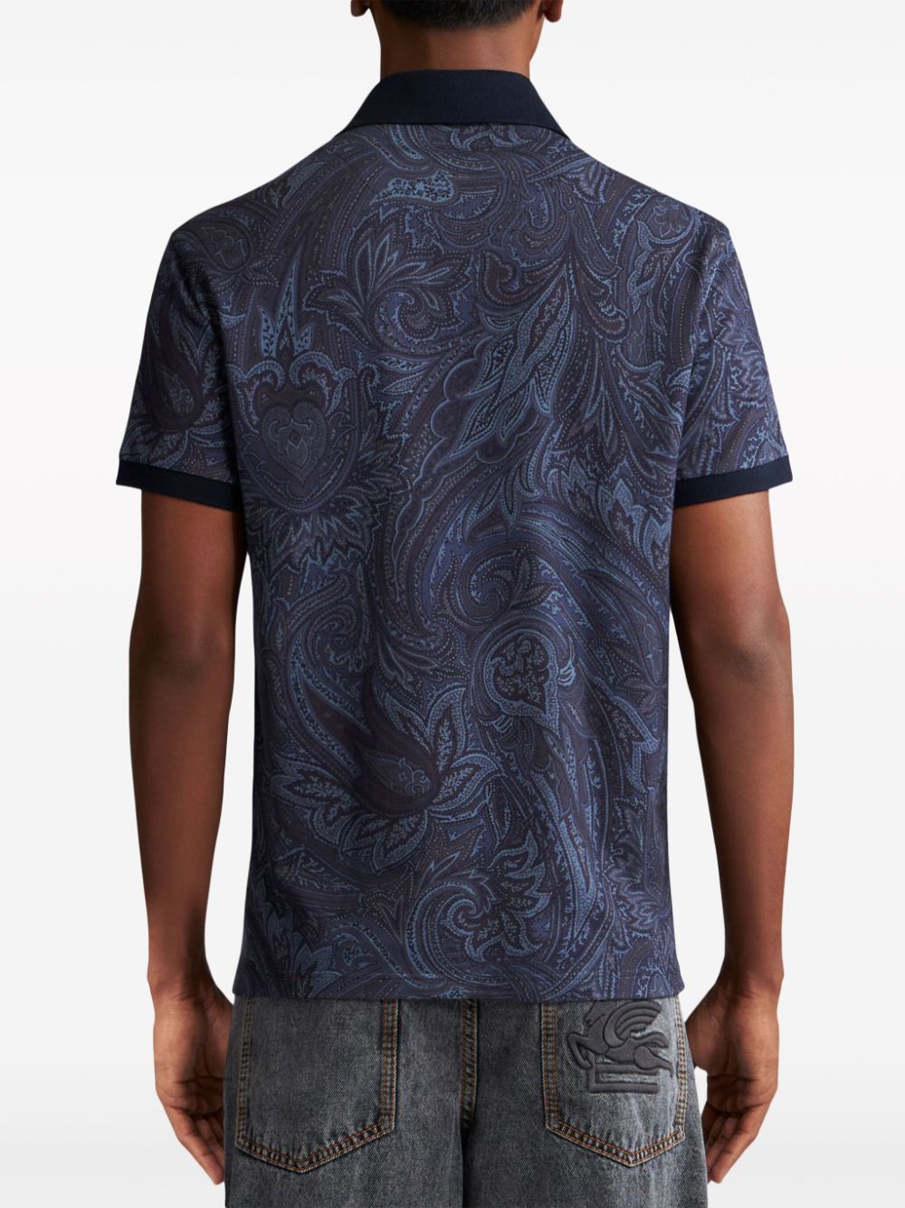 Shop Etro Paisley-print Cotton Polo Shirt In Blue