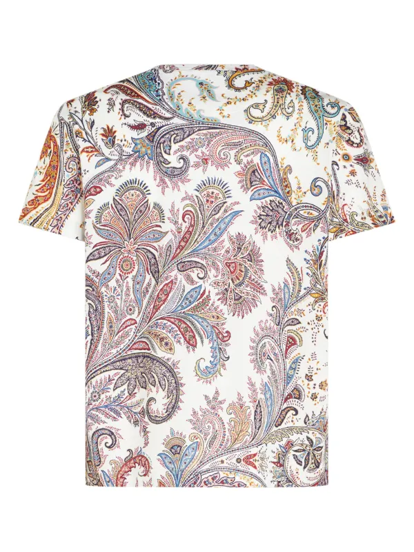 Tシャツ・カットソー ETRO SS25 Paisley Shirt (WRPA0027AK757 X0892) ETRO paisley-print Cotton T-shirt | White | FARFETCH JO