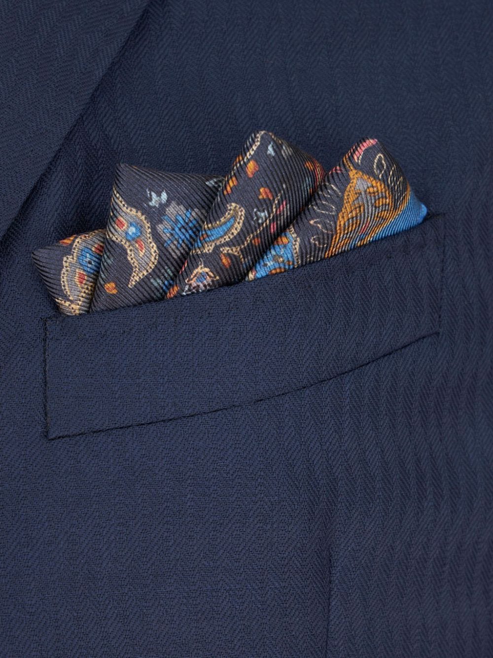 Shop Etro Paisley-print Silk Pocket Scarf In Blue