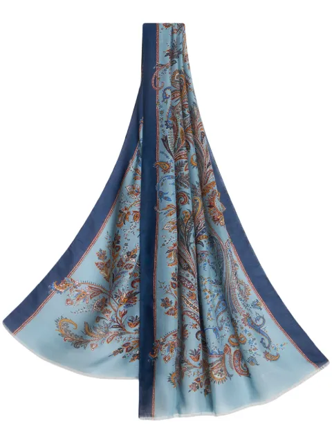 ETRO paisley-print frayed-edge cashmere-blend scarf