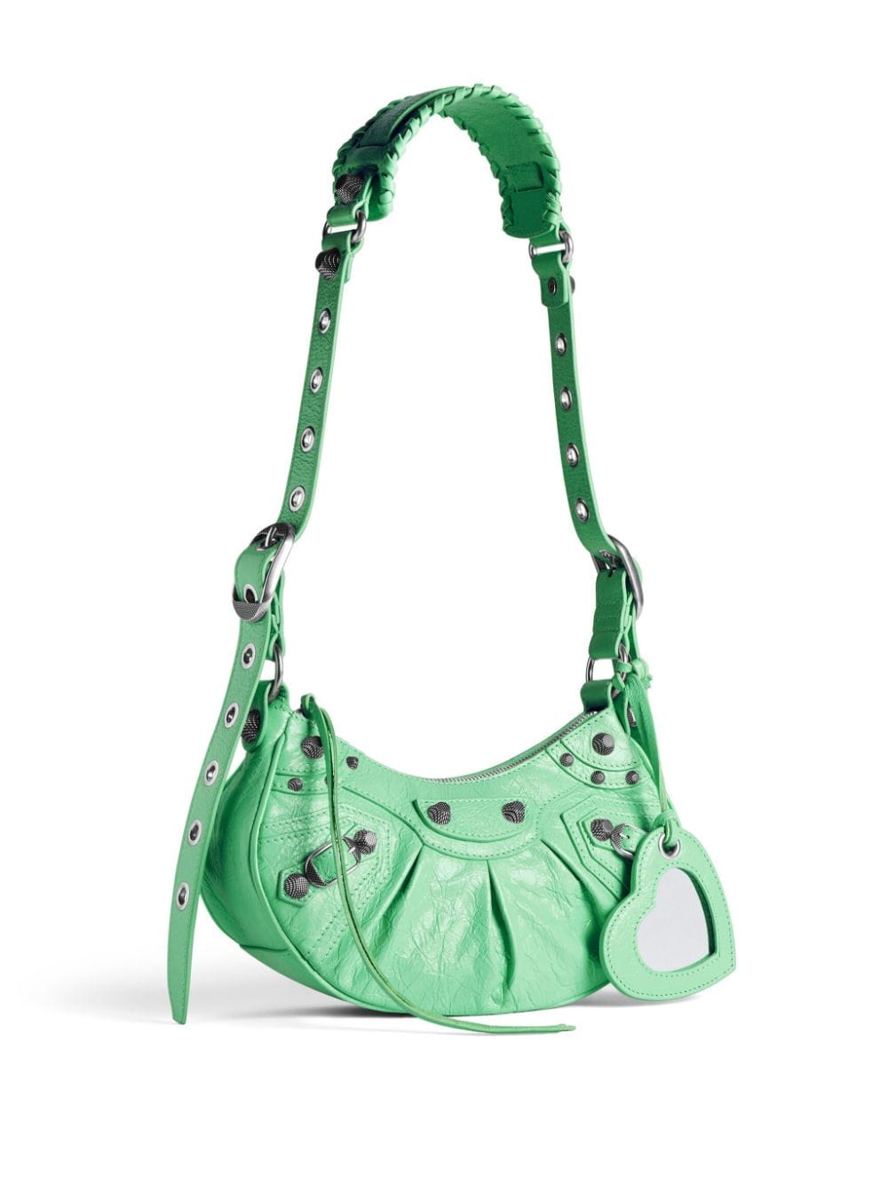 Shop Balenciaga Le Cagole Xs Leather Shoulder Bag In Green