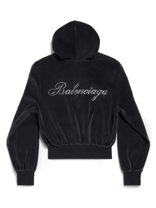 Balenciaga Handwritten Embellished zip-front Hoodie | Black | FARFETCH