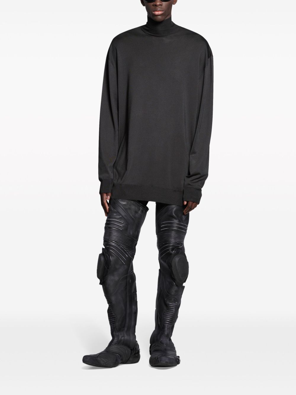 Shop Balenciaga Bb Oversized High-neck Sweater In Black